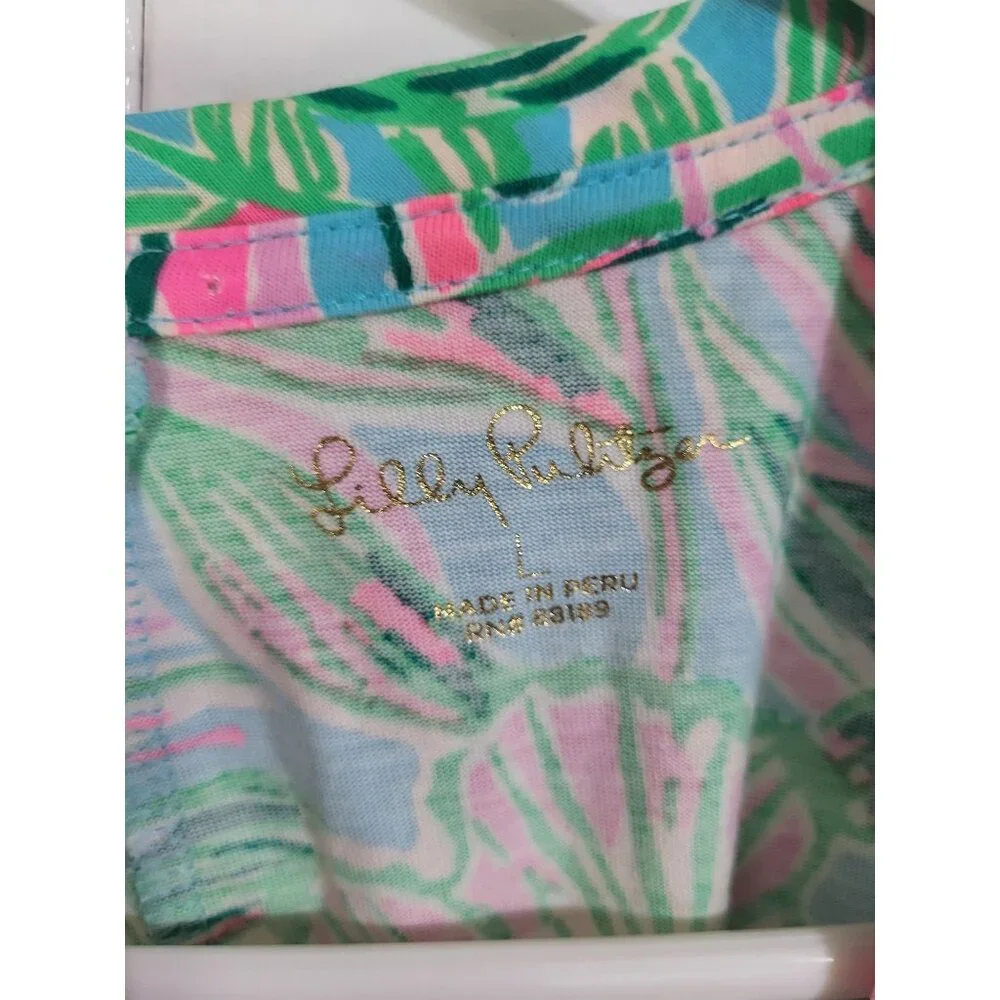 Lilly Pulitzer Belden Ruched Elbow Sleeve Dress Womens LG Floral Spring Preppy - Picture 4 of 9